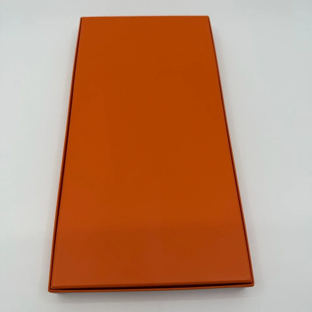 Hermes Empty Gift Box Orange 7x14x1 Authentic Logo Tissue Ribbon Luxury